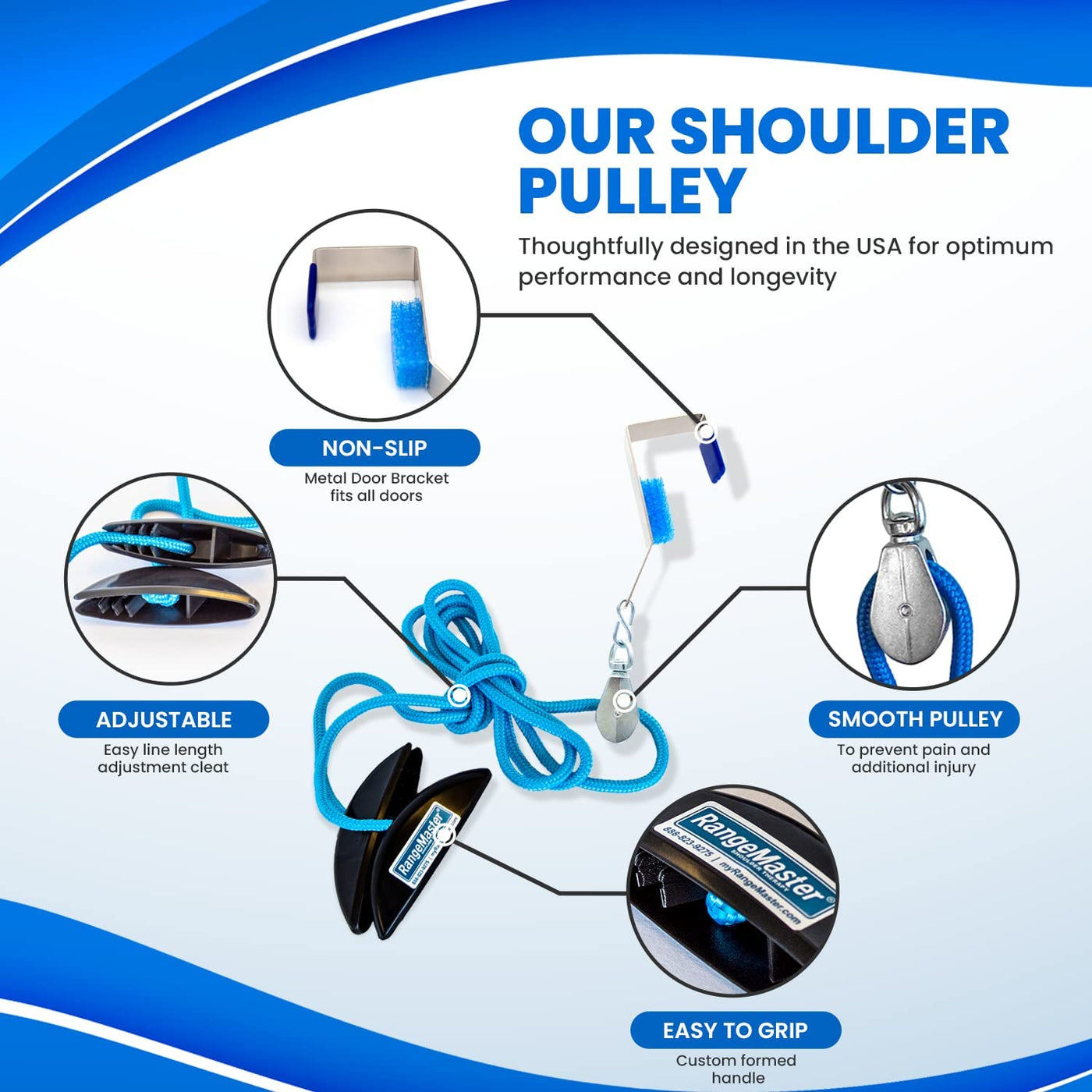 Blueranger Shoulder Pulley with Patient Guide Aids Recovery and Rehabilitation