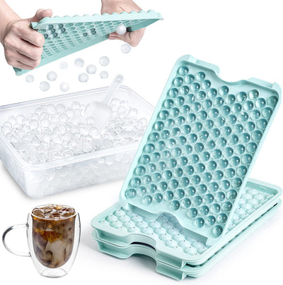 Mini Ice Cube Tray with Lid and Bin, Ice Trays for Freezer 3 Pack