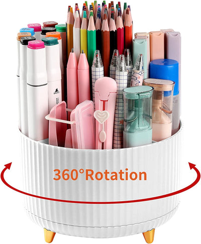 Desk Pencil Pen Holder, 5 Slots 360°Degree Rotating Pencil Pen