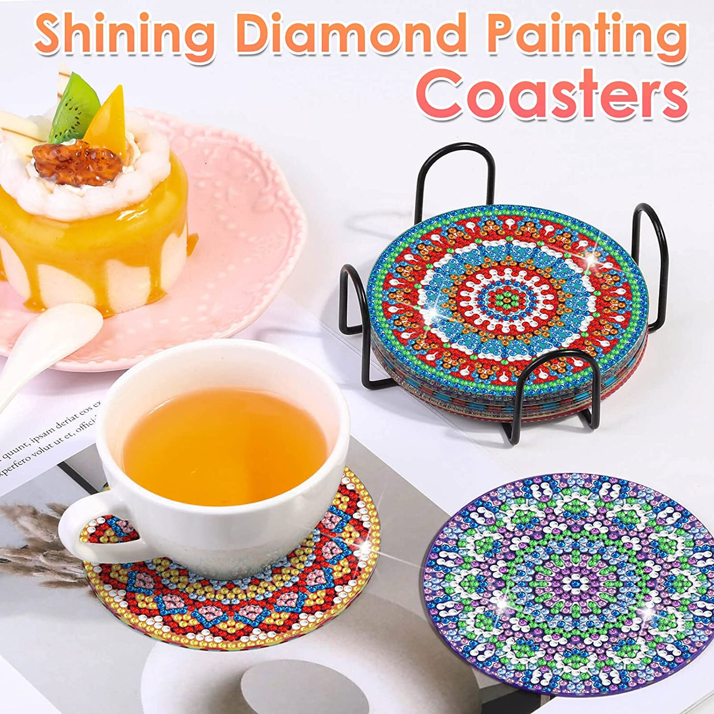 Diamond Painting Art Coasters Kits, 10 Pieces Mandala