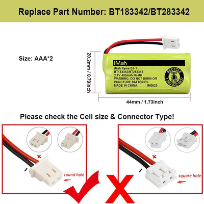 Imah BT183342/BT283342 2.4V 400Mah Ni-Mh Battery