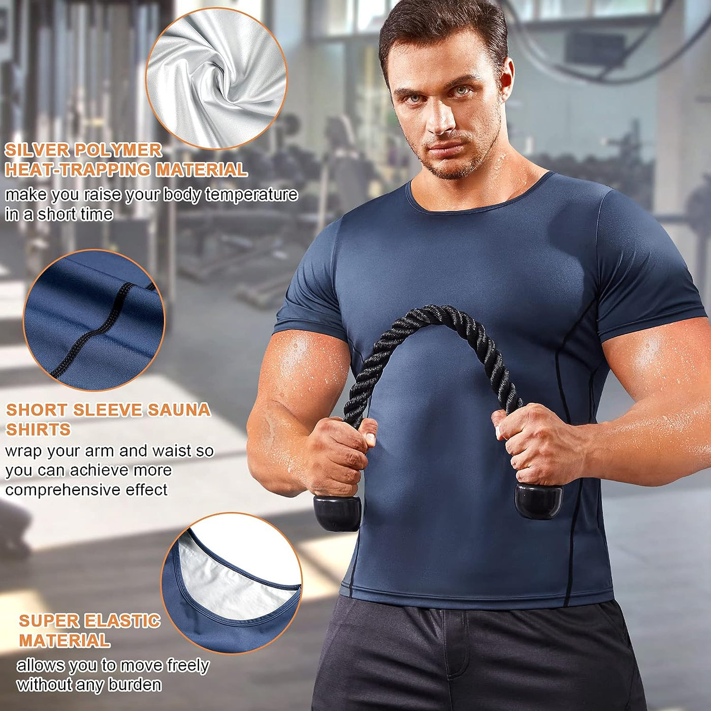 Men Sauna Sweat Vest Heat Trapping Compression Shirts Gym