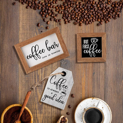 3 Pieces Mini Coffee Bar Sign Farmhouse Wooden