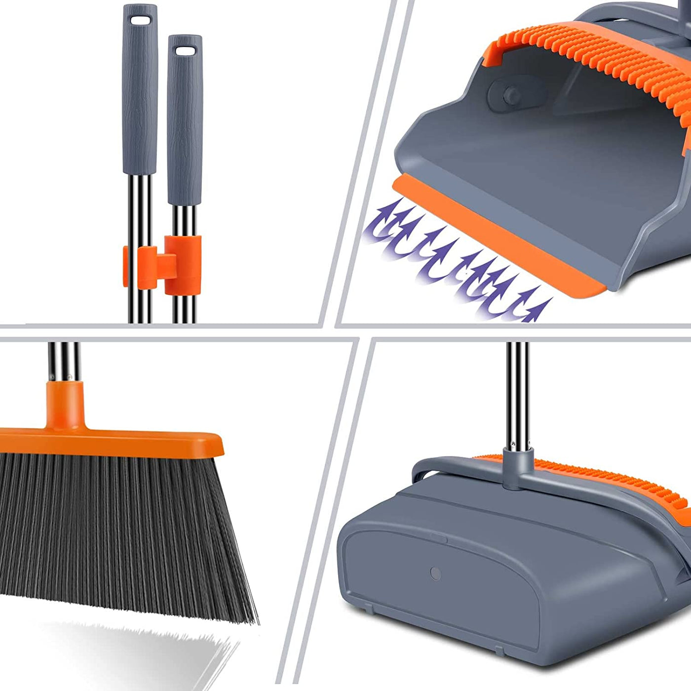 Upgrade Stand up Broom and Dustpan Set