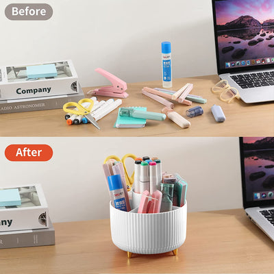 Desk Pencil Pen Holder, 5 Slots 360°Degree Rotating Pencil Pen