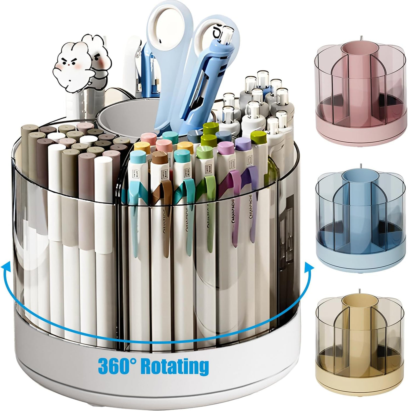 360 Degree Rotation Pen Holder, 6 Slots