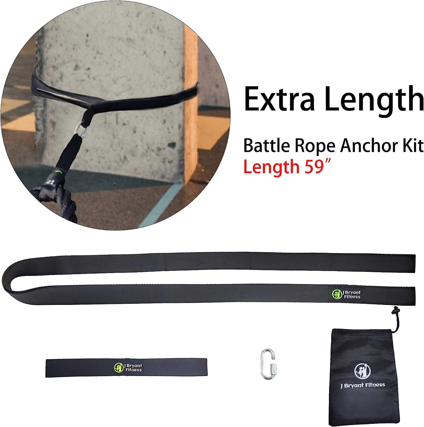 J Bryant Fitness Extra Length Outdoor Battle Rope Anchor Strap