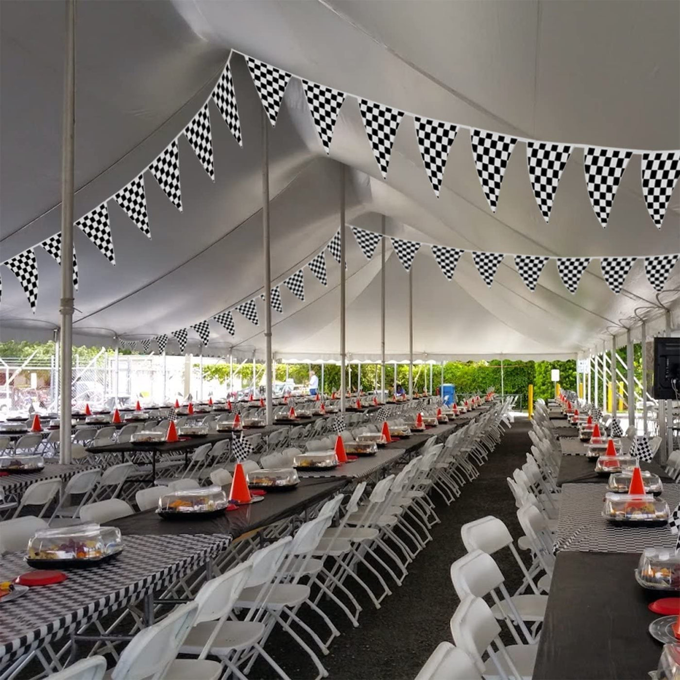 Checkered Flags Black and White 100’ FT Pennant Racing