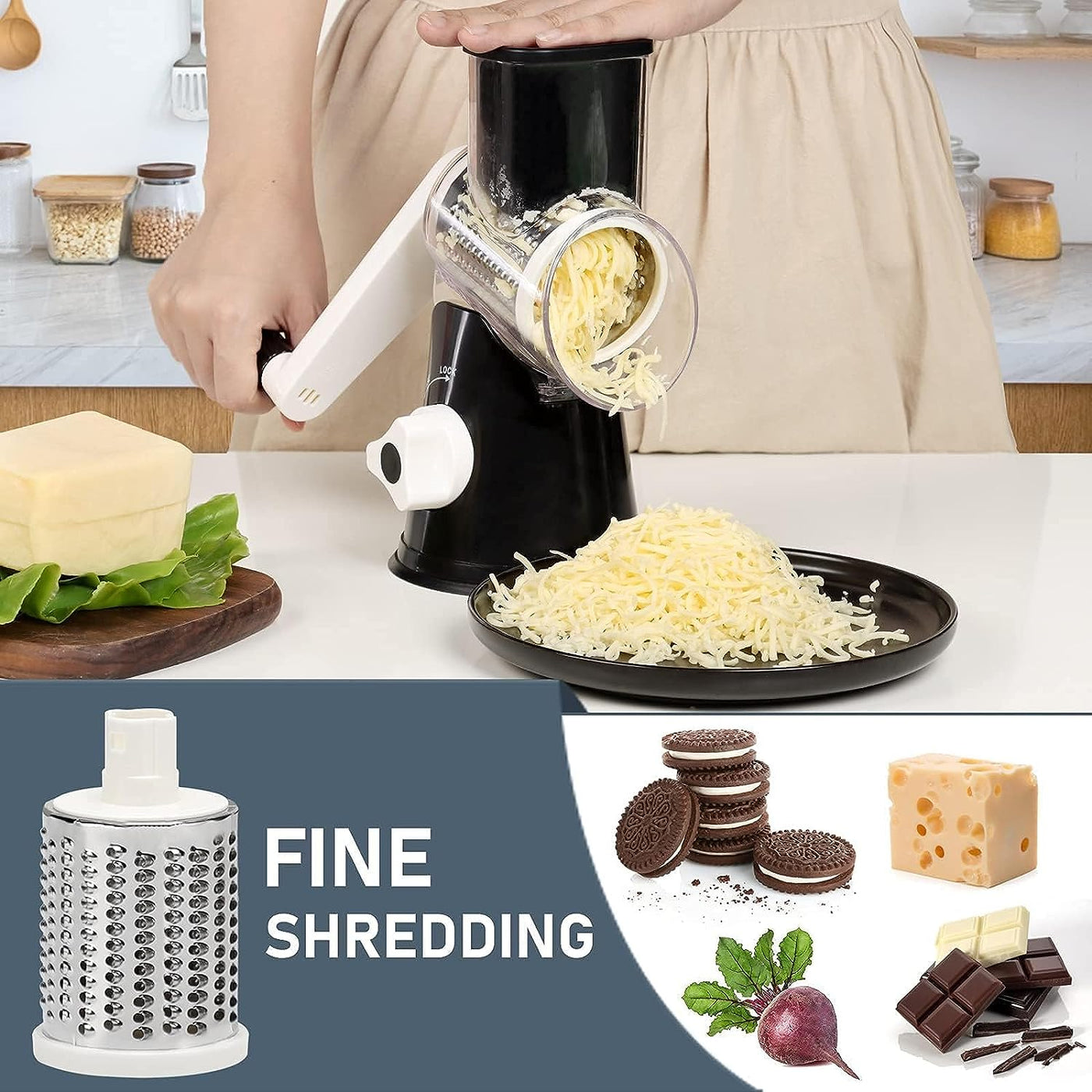 Rotary Cheese Grater with Handle
