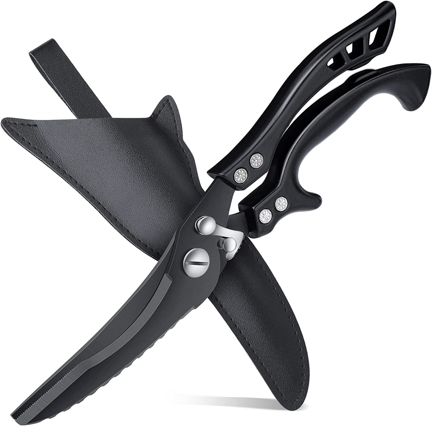 Heavy Duty Poultry Shears Black with Serrated Edge