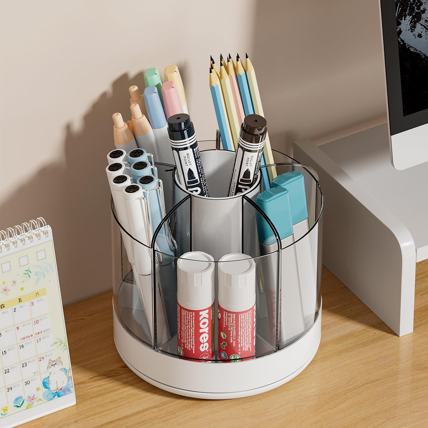 360 Degree Rotation Pen Holder, 6 Slots