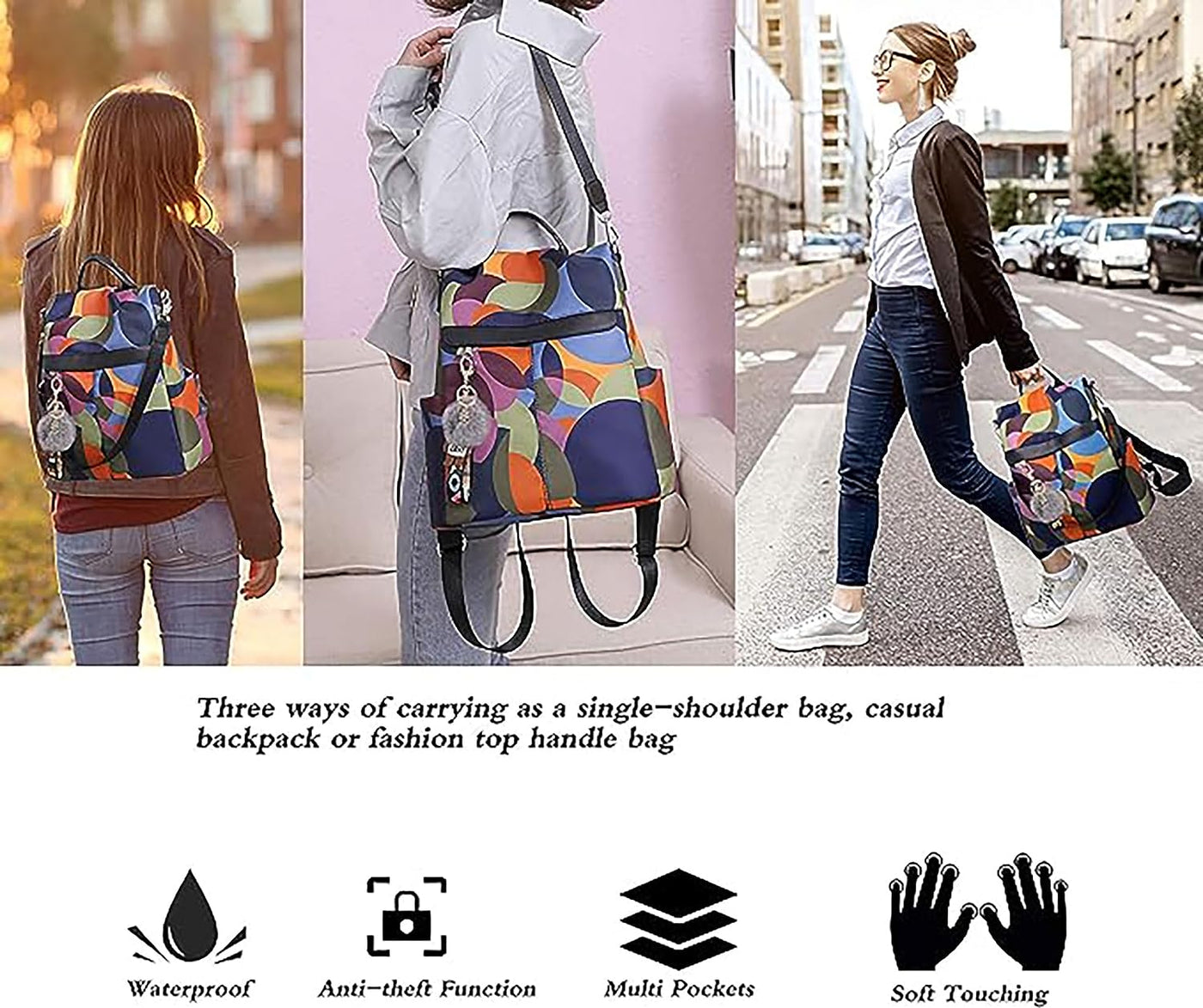 HAOOT Fashion Backpack for Women Waterproof Rucksack