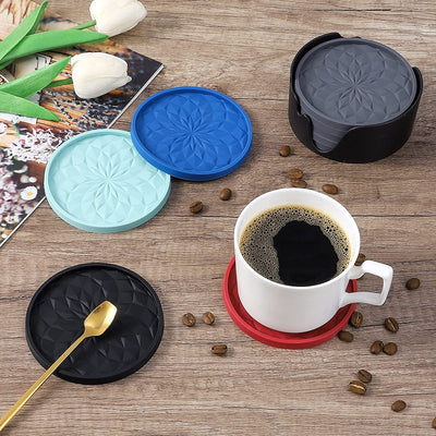 Silicone Coasters [6 Pack]  Coasters with Holder