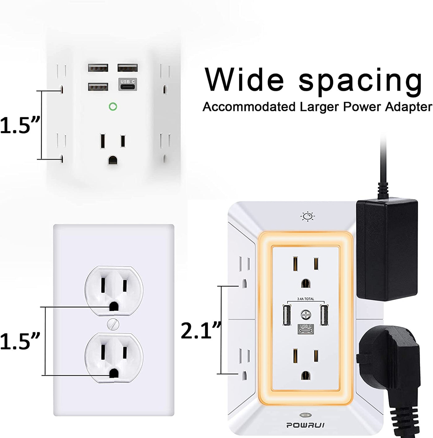 Surge Protector USB Outlet Extender