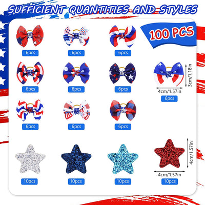 Dog Bows Bulk Patriotic Dog Hair Bows with Rubber Bands