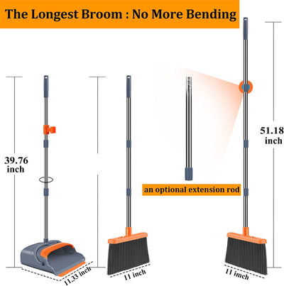 Upgrade Stand up Broom and Dustpan Set