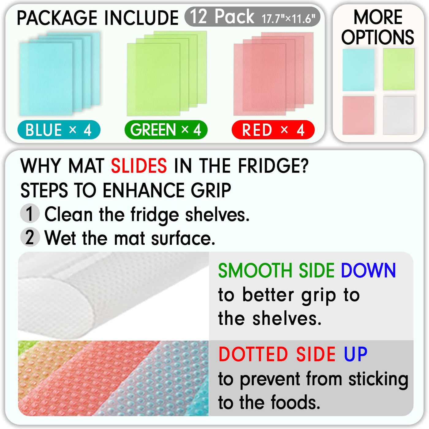 12 Pcs Refrigerator Liners,  Washable Mats Covers