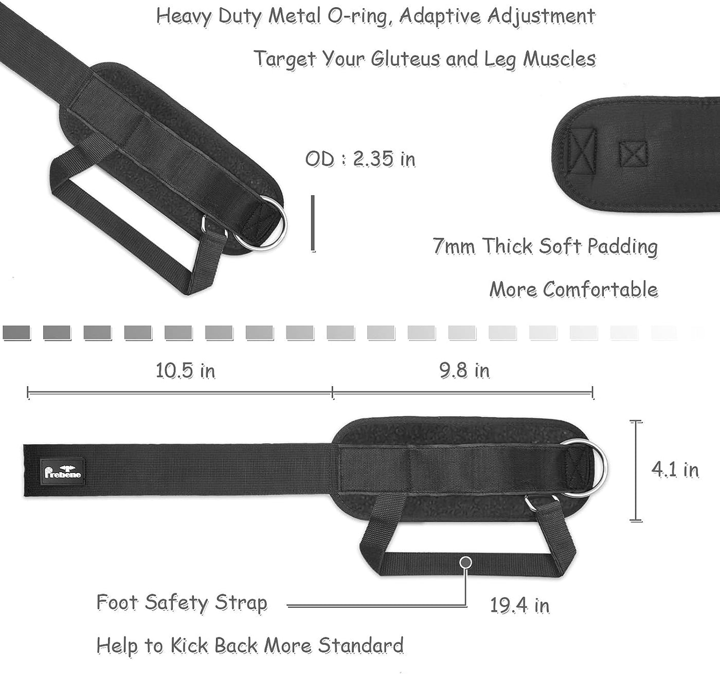 Ankle Strap for Cable Machines, Adaptive O-Ring for Glute & Leg Workouts