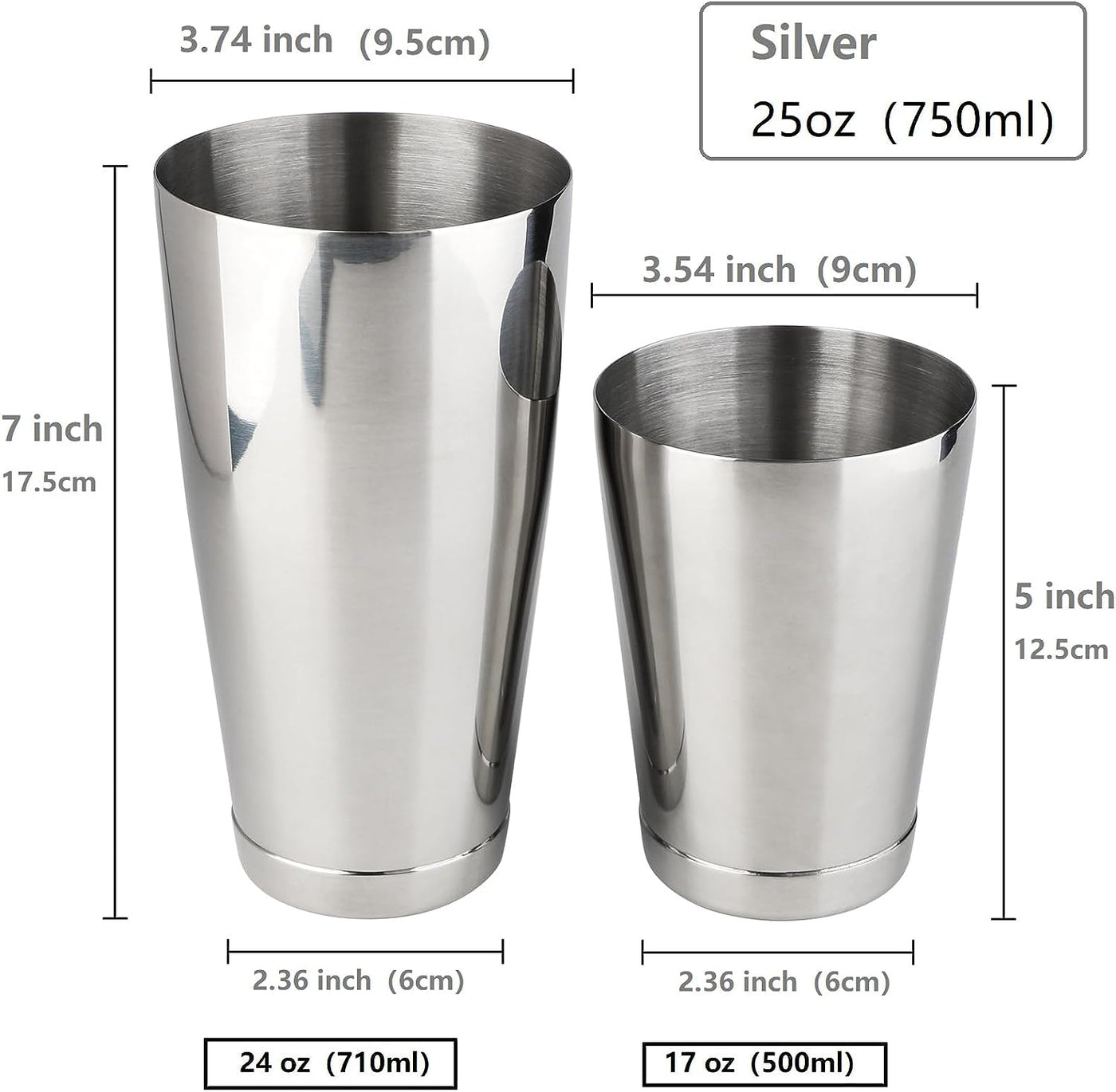 Boston Cocktail Shaker 25Oz/750Ml,Cocktail Tin