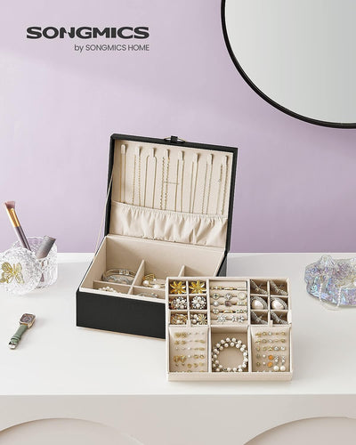 2-Layer Jewelry Box, Jewelry Organizer with Handle