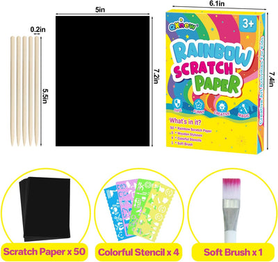 QXNEW Scratch Paper Art Gifts: Rainbow Scratch off Art-Craft