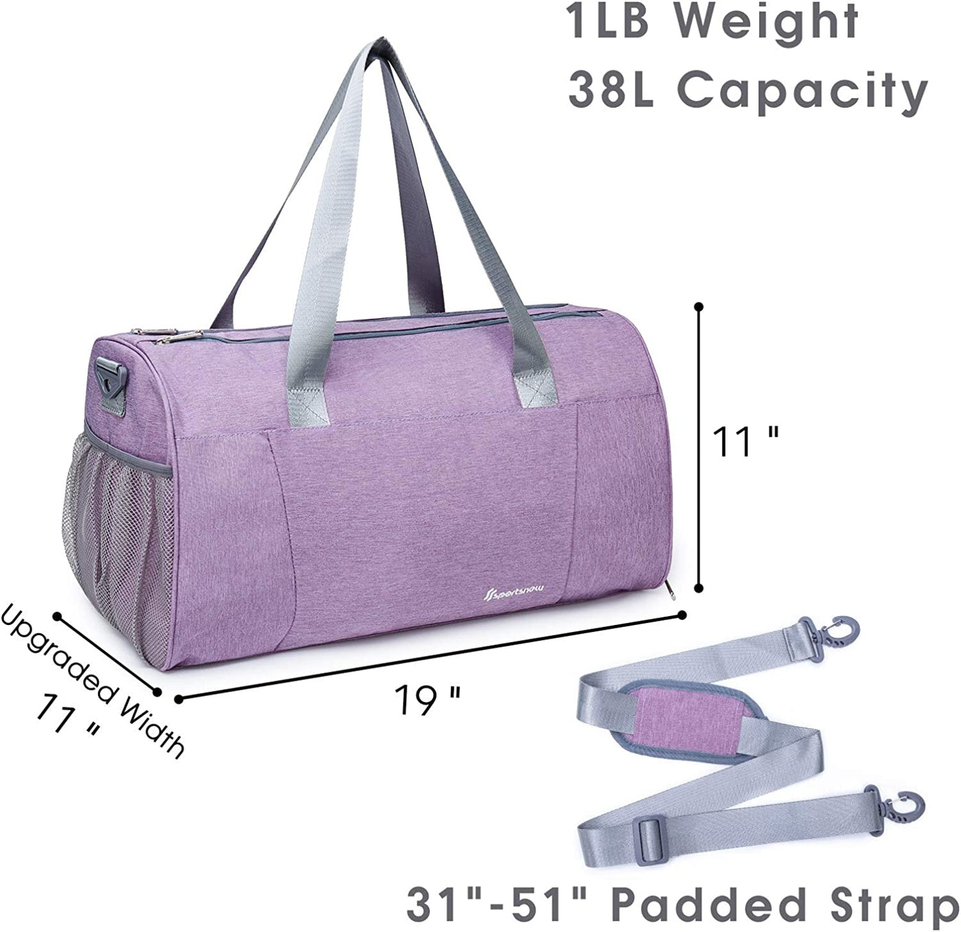 Sports Gym Bag with Wet Pocket & Shoe Compartment Fitness