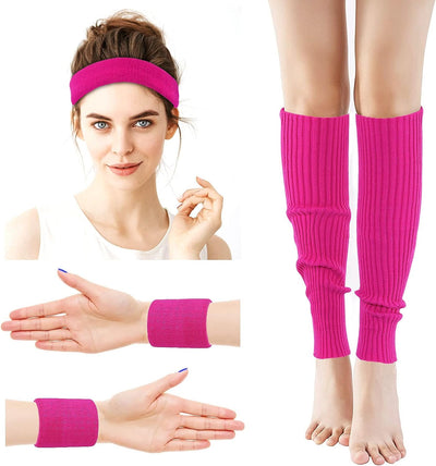 Leg Warmers for Women 80S Headband Wristbands Neon Leg