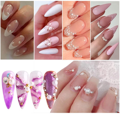 2 Boxes Nail Art Pearls Flatback Pearl