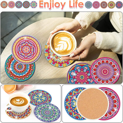 Diamond Painting Art Coasters Kits, 10 Pieces Mandala