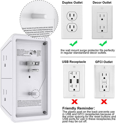 Surge Protector USB Outlet Extender