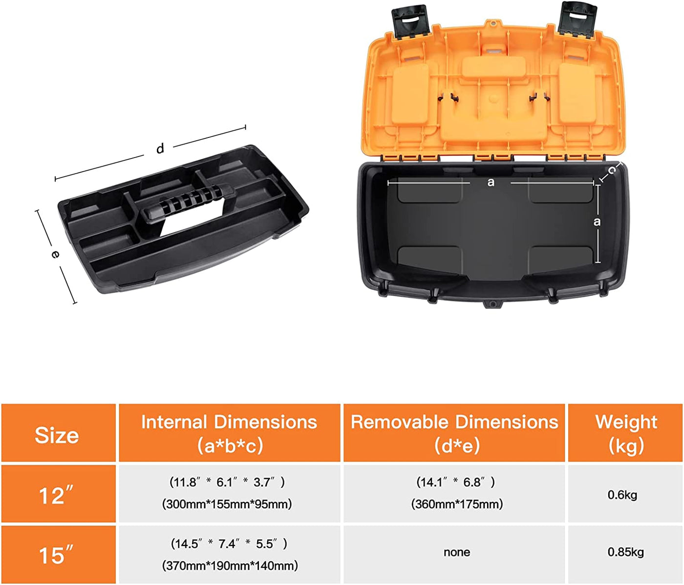 Portable Plastic Tool Boxes Set,12-Inch Small