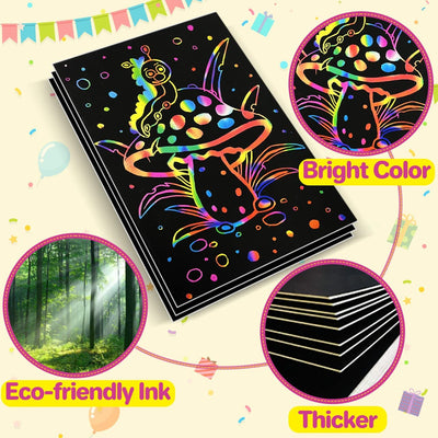 QXNEW Scratch Paper Art Gifts: Rainbow Scratch off Art-Craft