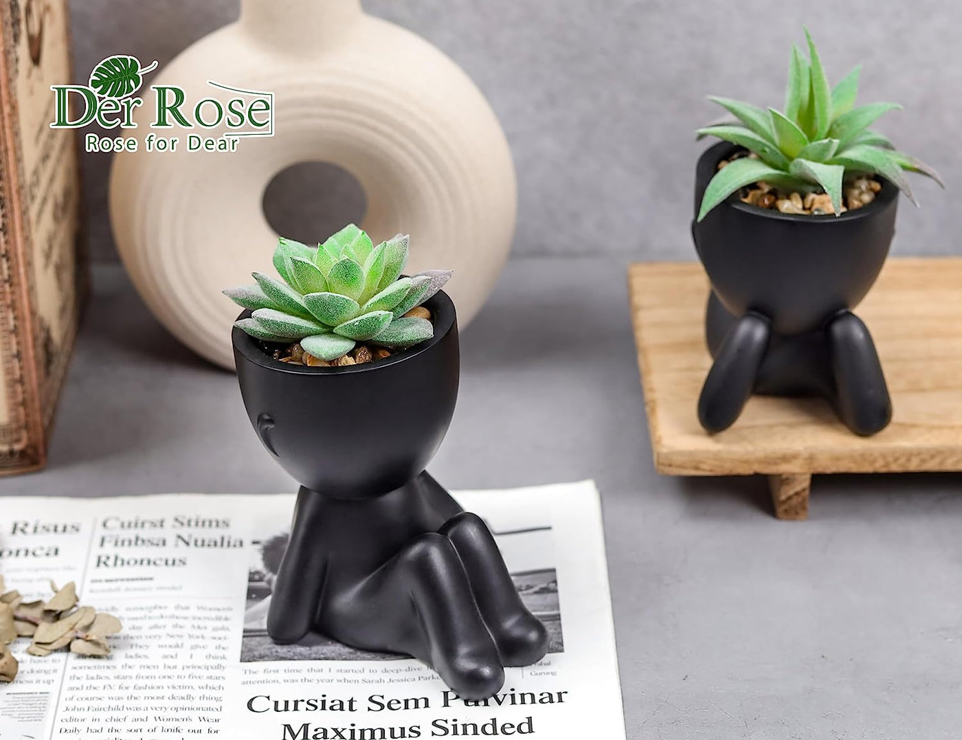 Set of 2 Fake Plants Artificial Succulent Plants