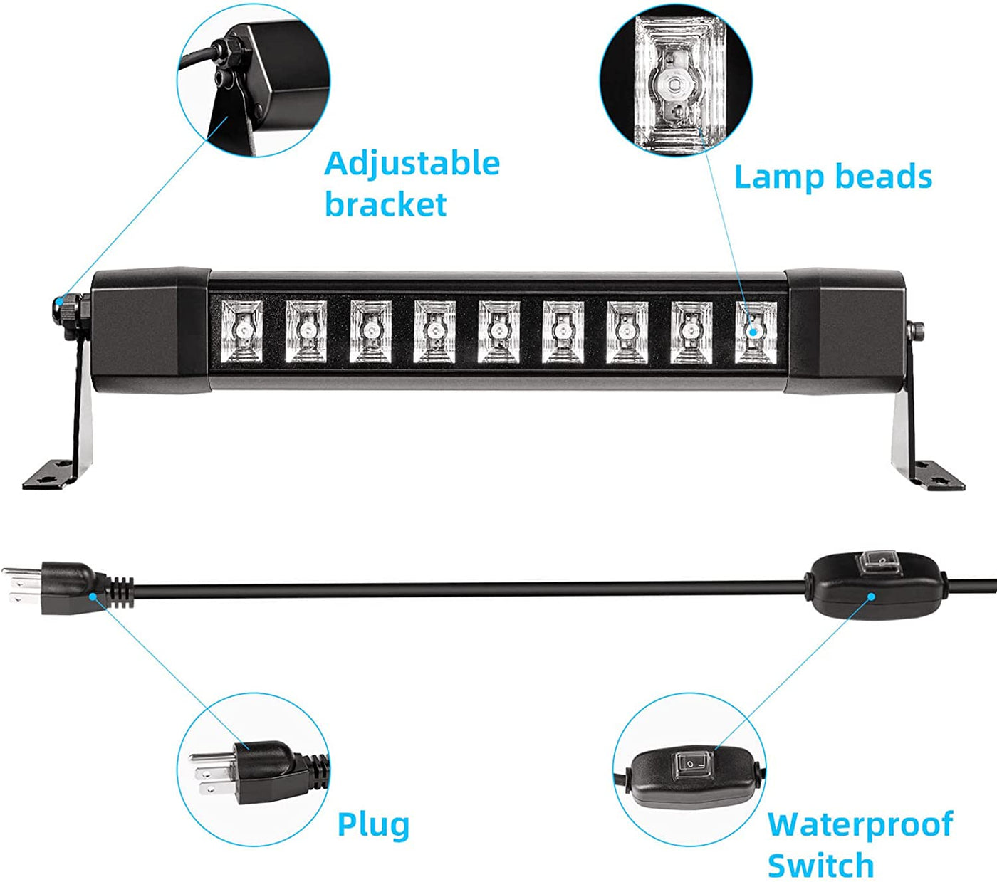 Upgraded Black Light,27W LED UV Bar Glow