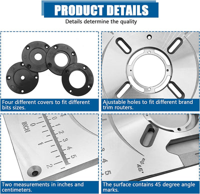 Router Plate, Aluminum Router Table Plate for Woodworking Router