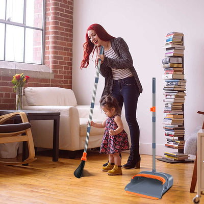 Upgrade Stand up Broom and Dustpan Set