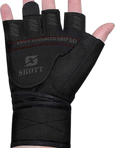 Evo 2 Weightlifting Gloves with Integrated Wrist Wrap Support-Double Stitching