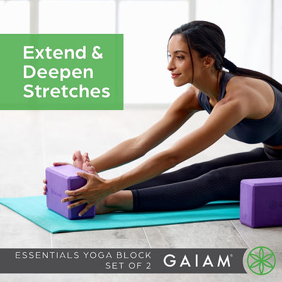 Gaiam Essentials Yoga Block (Set of 2) – Supportive, Soft Non-Slip