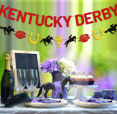 Glittery Kentucky Derby Banner Horse Racing