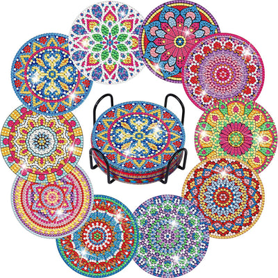 Diamond Painting Art Coasters Kits, 10 Pieces Mandala