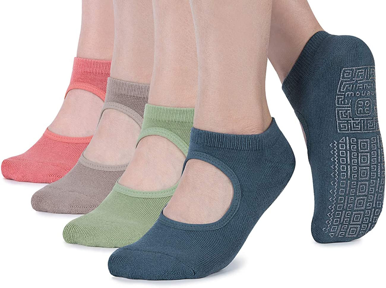 Non Slip Grip Yoga Socks for Women with Cushion for Pilates, Barre, Home