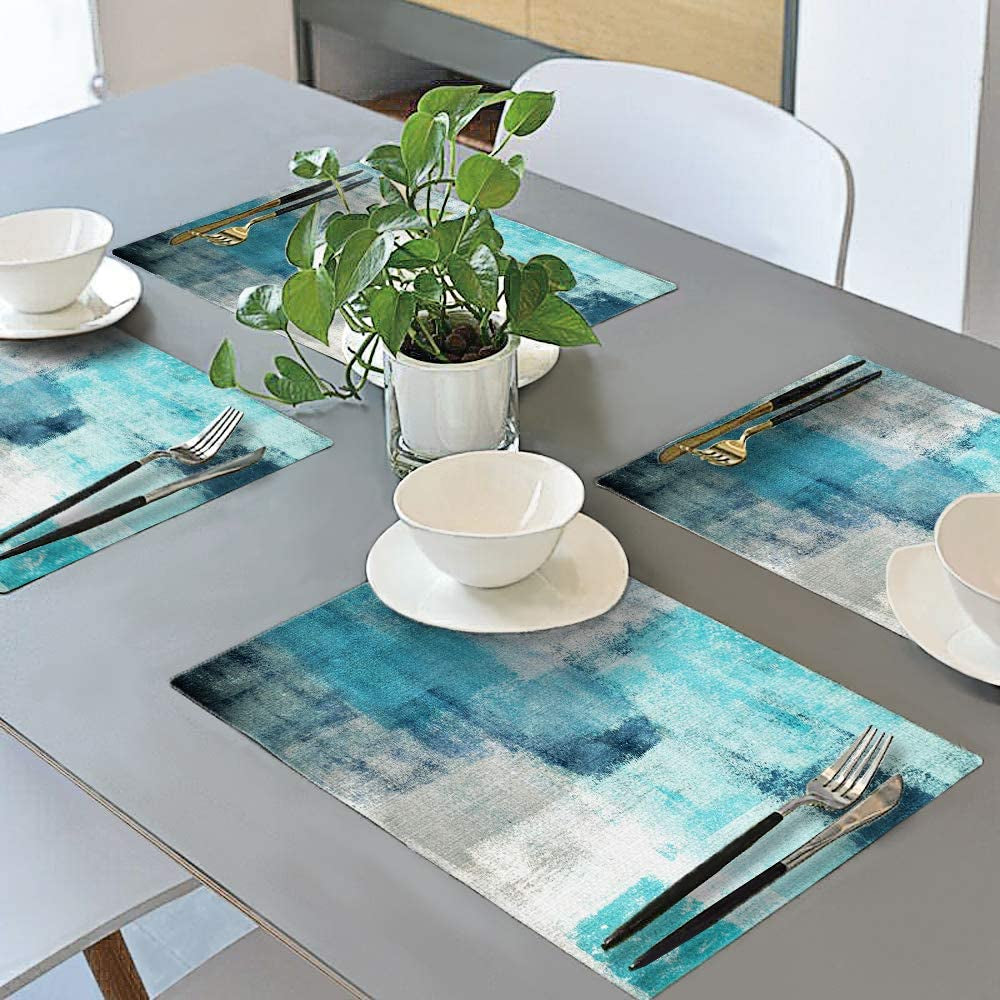 Modern Art Placemats, Cafe Placemats Turquoise