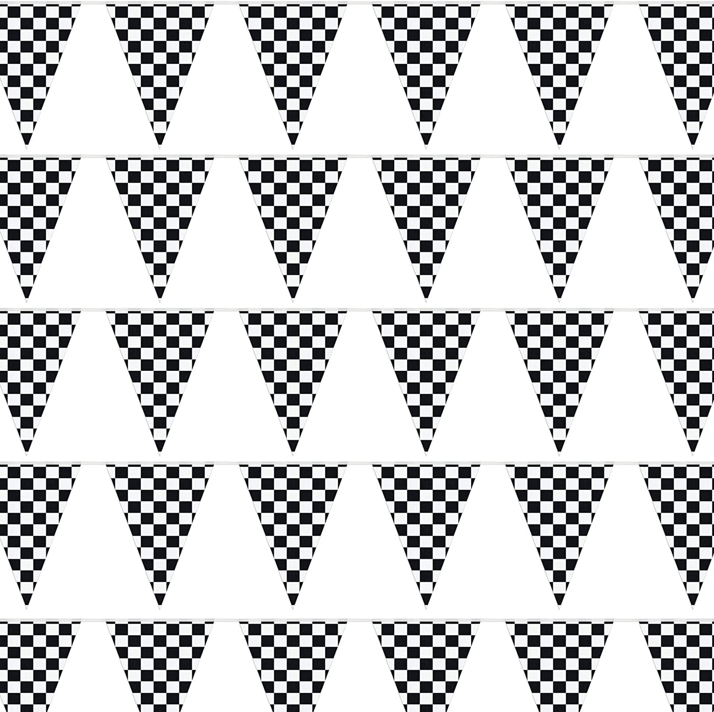 Checkered Flags Black and White 100’ FT Pennant Racing