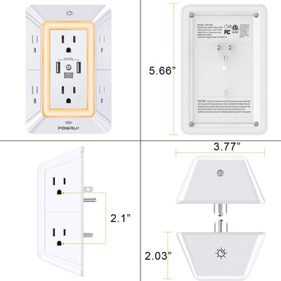 Surge Protector USB Outlet Extender