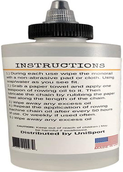 Unisport Concept 2 Rowing Machine Chain Oil (8 Oz) Premium Formula