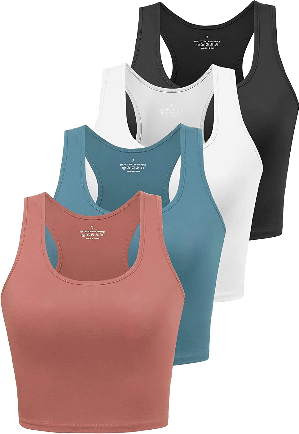 Cotton Workout Crop Tank Top for Women Racerback Yoga Tank