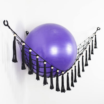Exercise Ball Holder Yoga Ball Rack Corner Hanging Storage Net or Hammock
