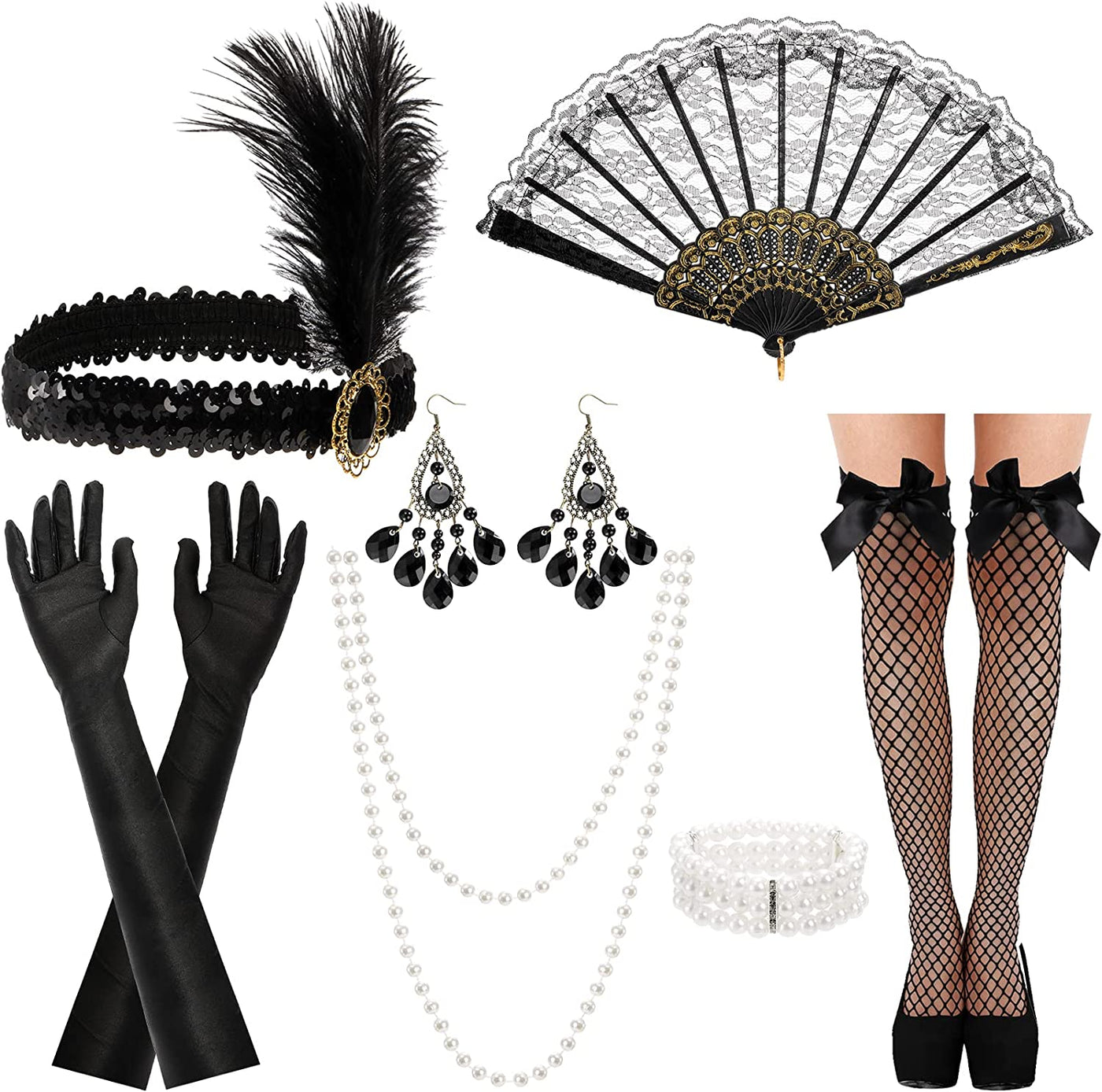 Great Gatsby Accessories for Women,Black Flapper