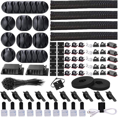 Cord Management Organizer Kit 4 Cable Sleeve Split