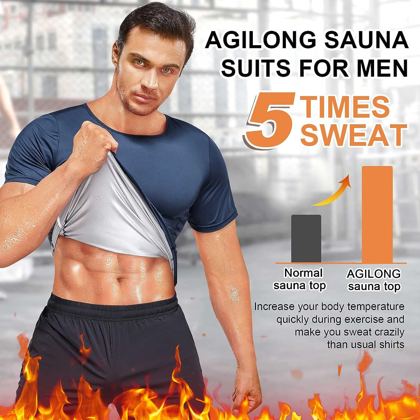 Men Sauna Sweat Vest Heat Trapping Compression Shirts Gym